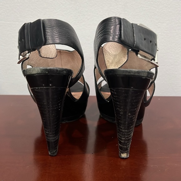 Michael Kors Carla Platform Black Leather Size 7 - Picture 6 of 17
